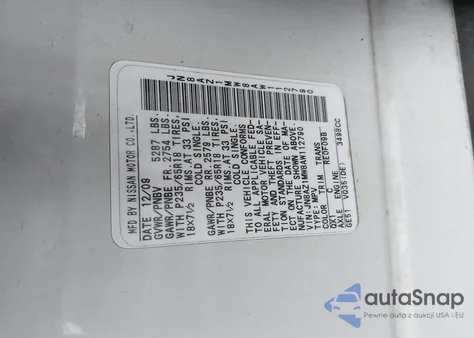 2010 Nissan Murano Sl from USA, damaged, VIN JN8AZ1MW8AW112790